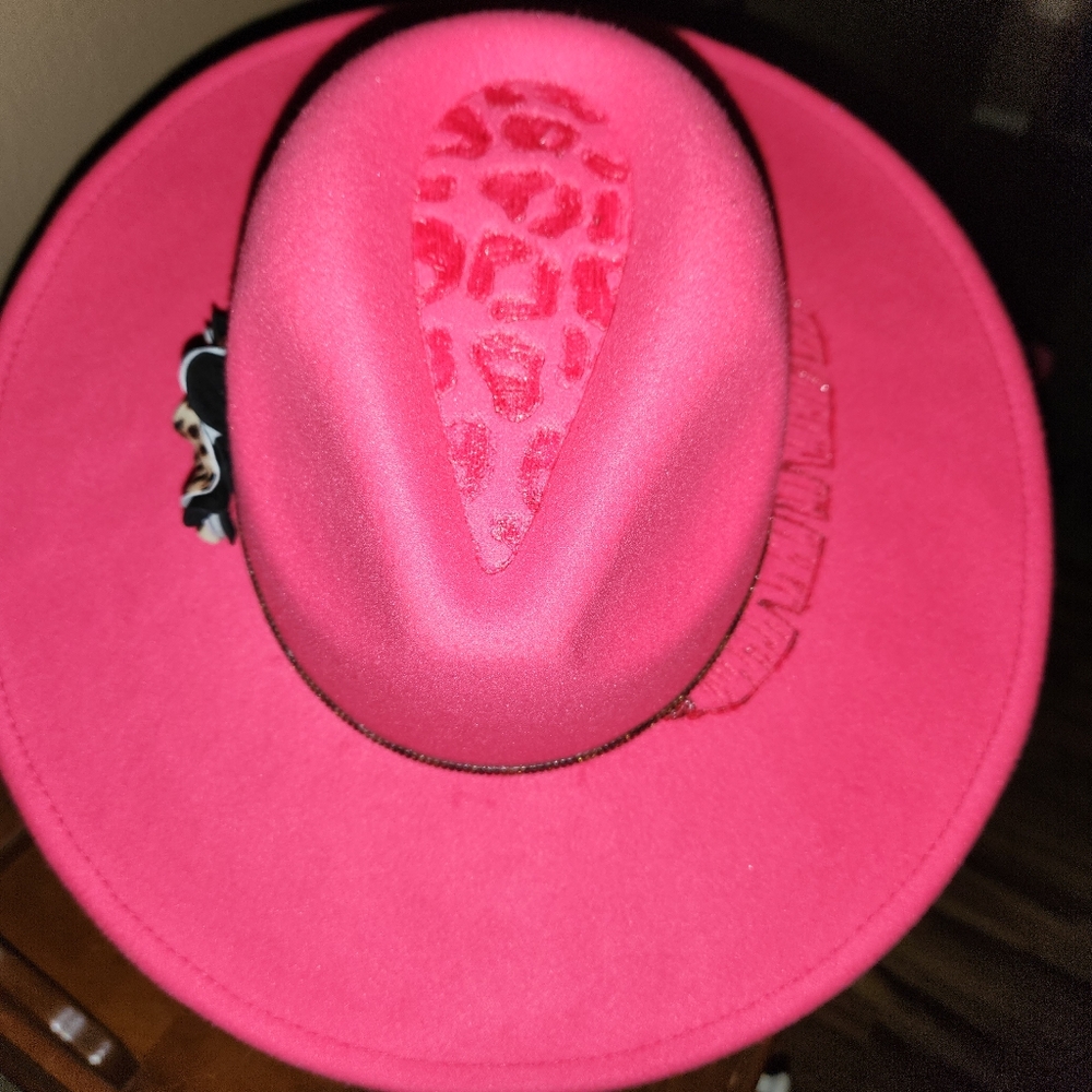 custom burned cheetah print felt hat